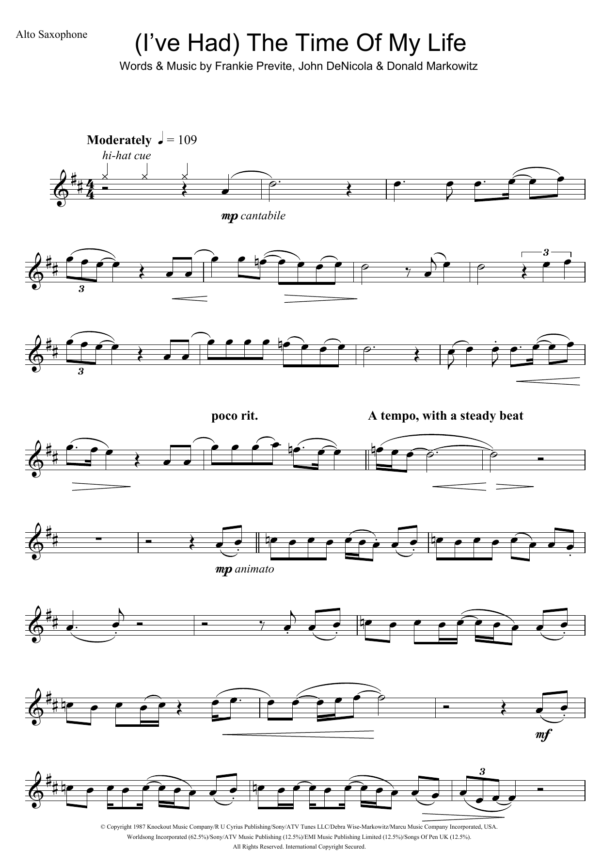 Bill Medley and Jennifer Warnes (I've Had) The Time Of My Life sheet music notes and chords. Download Printable PDF.