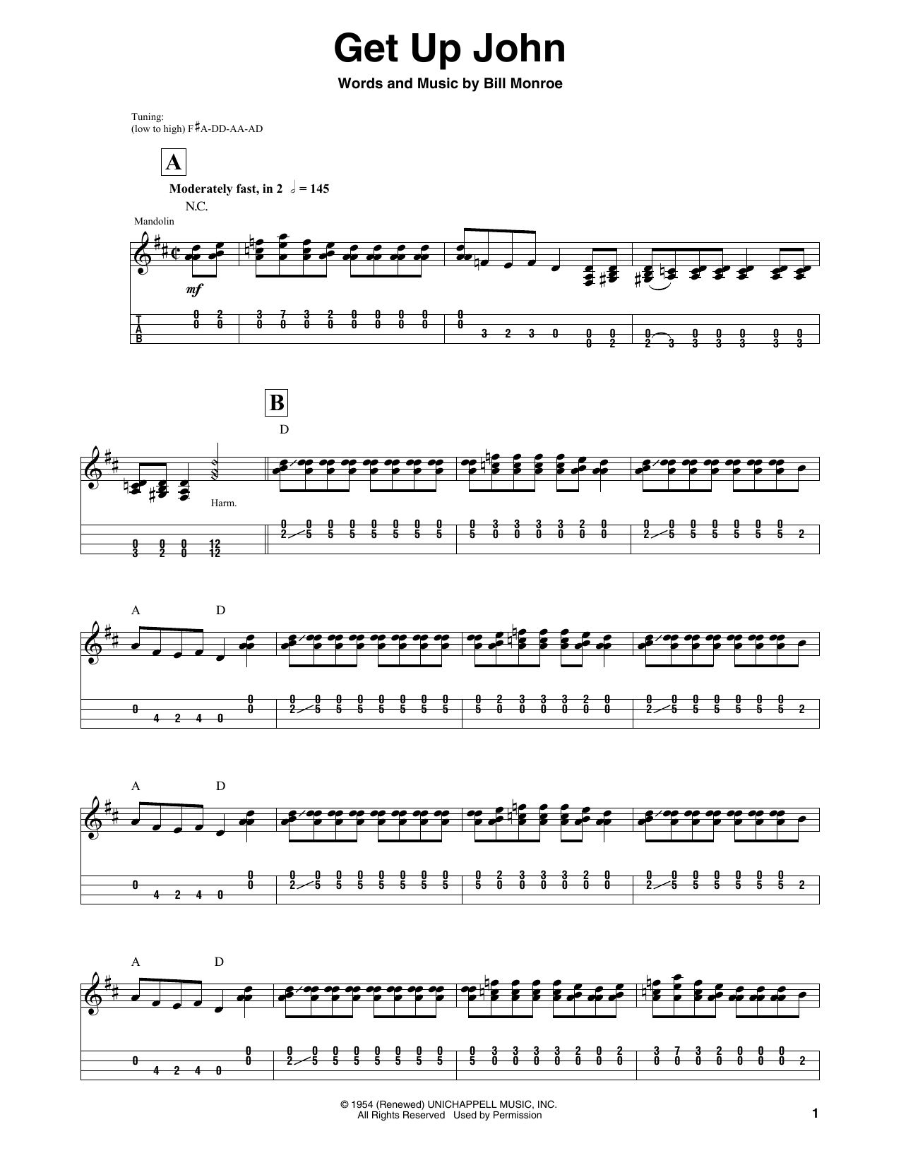 Learn to play Bill Monroe Get Up John sheet music for Mandolin Tab in minutes. Price: 6.9900$ Bill Monroe Get Up John sheet music notes and chords arranged for Mandolin Tab