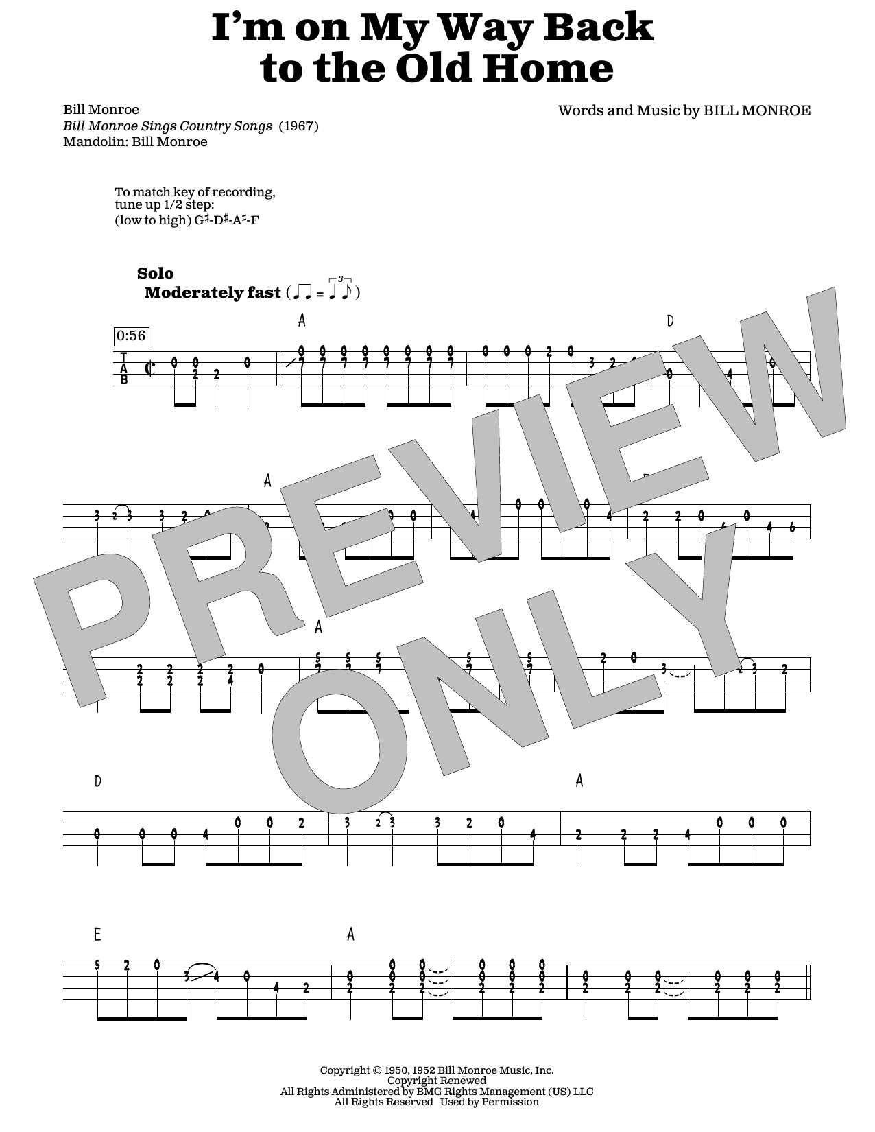 Bill Monroe I'm On My Way Back To The Old Home (arr. Fred Sokolow) sheet music notes and chords. Download Printable PDF.