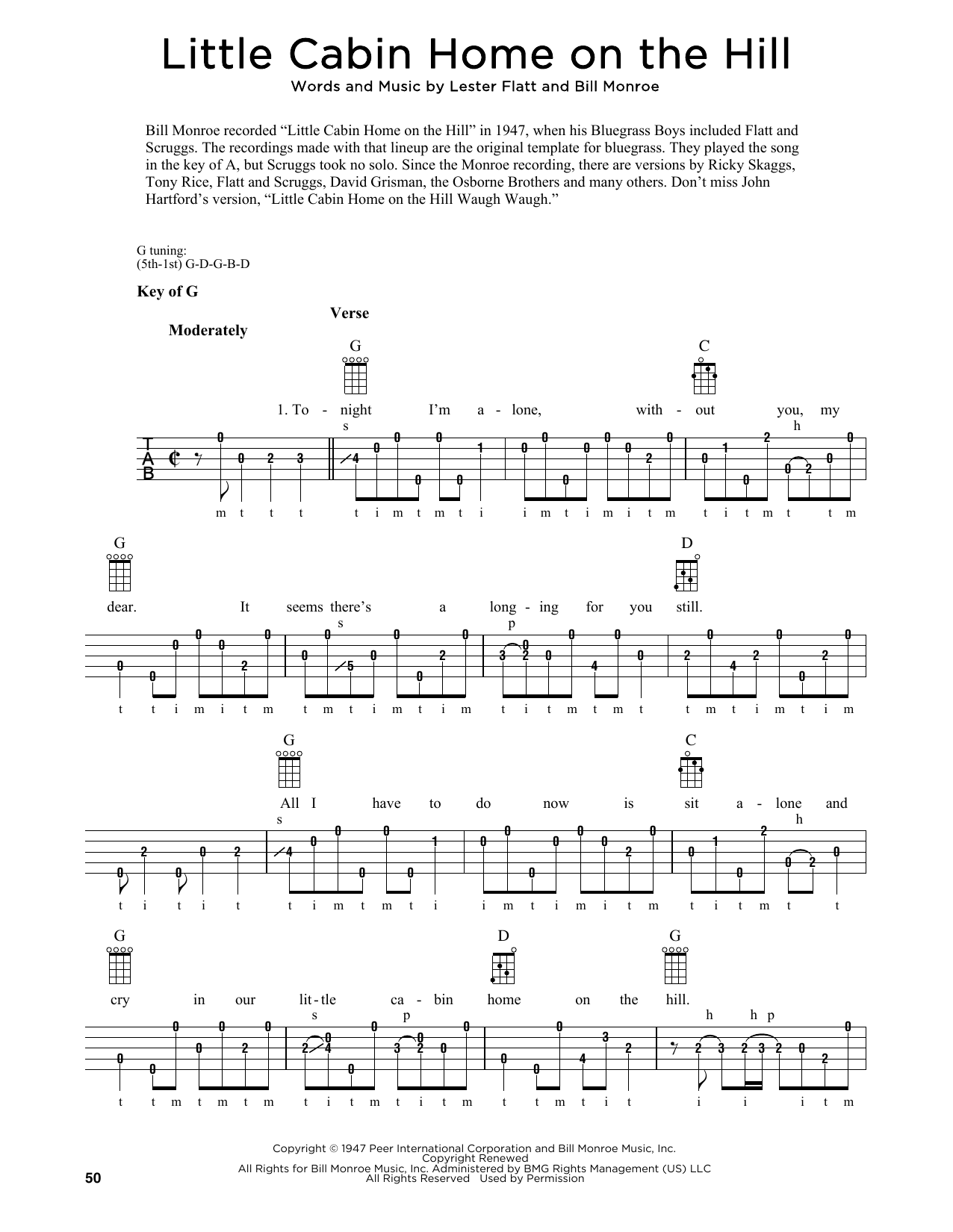 Bill Monroe Little Cabin Home On The Hill (arr. Fred Sokolow) sheet music notes and chords. Download Printable PDF.