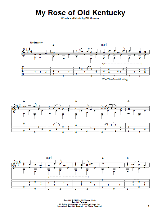 Bill Monroe My Rose Of Old Kentucky sheet music notes and chords arranged for Real Book – Melody, Lyrics & Chords