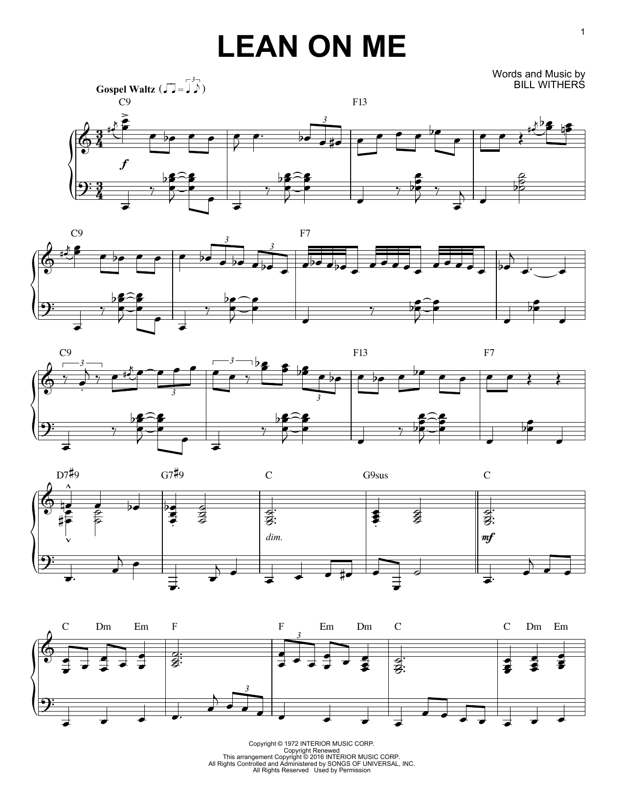 Bill Withers Lean On Me [Jazz version] (arr. Brent Edstrom) sheet music notes and chords. Download Printable PDF.