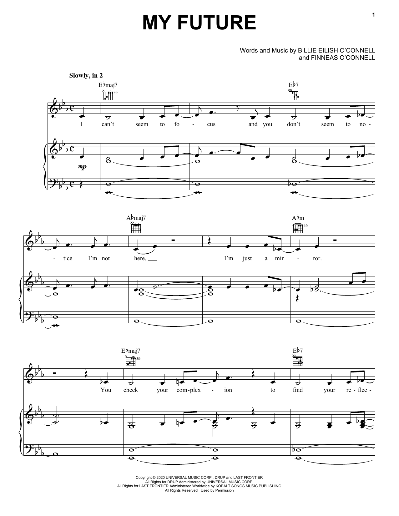 Billie Eilish my future sheet music notes and chords. Download Printable PDF.