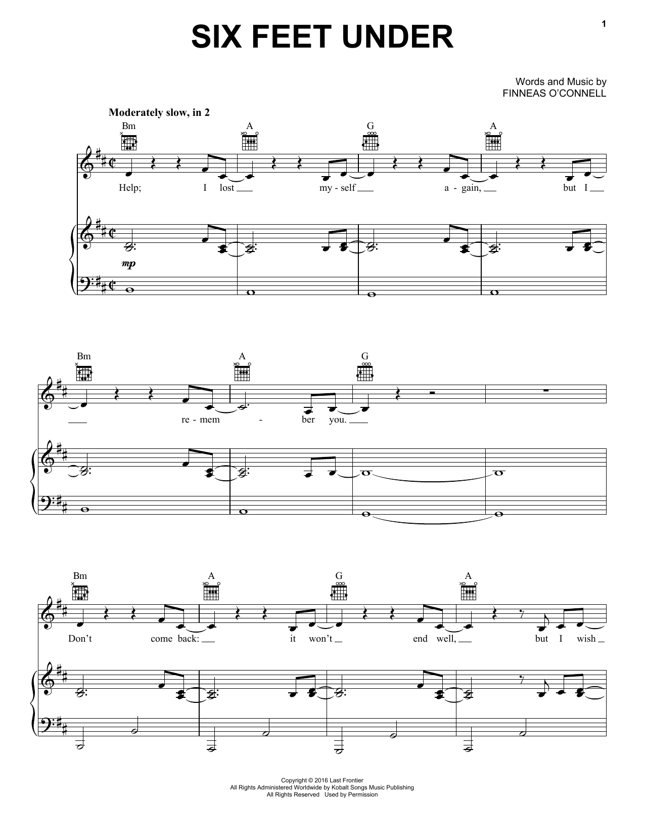 Billie Eilish Six Feet Under sheet music notes and chords. Download Printable PDF.