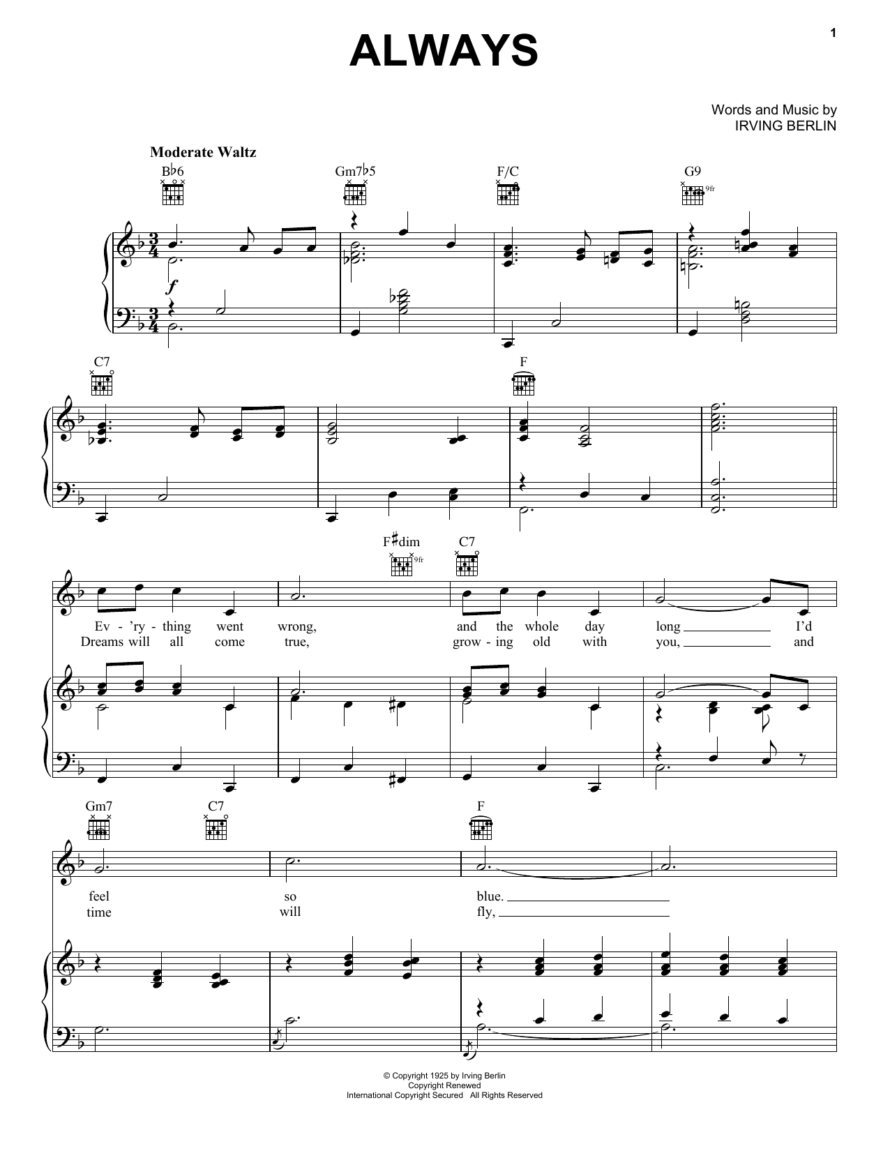 Billie Holiday Always sheet music notes and chords. Download Printable PDF.