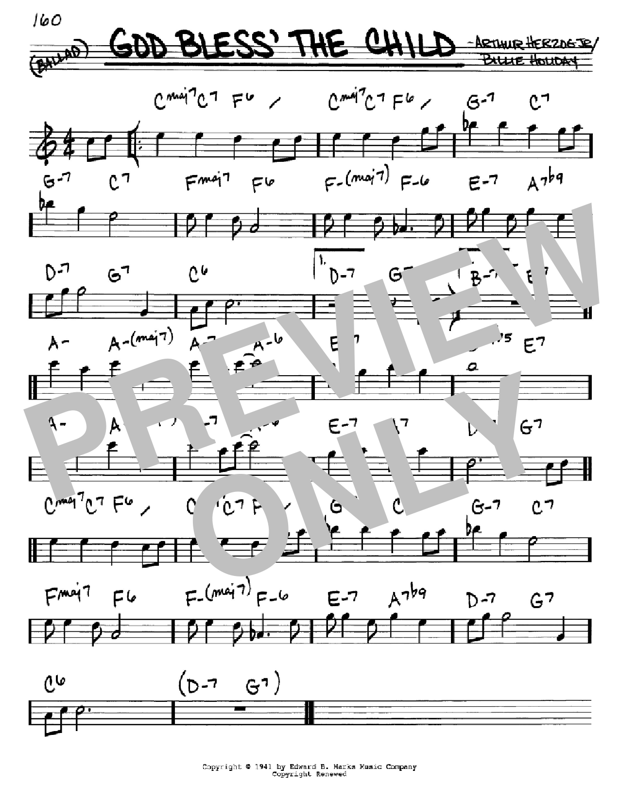 Billie Holiday God Bless' The Child sheet music notes and chords. Download Printable PDF.