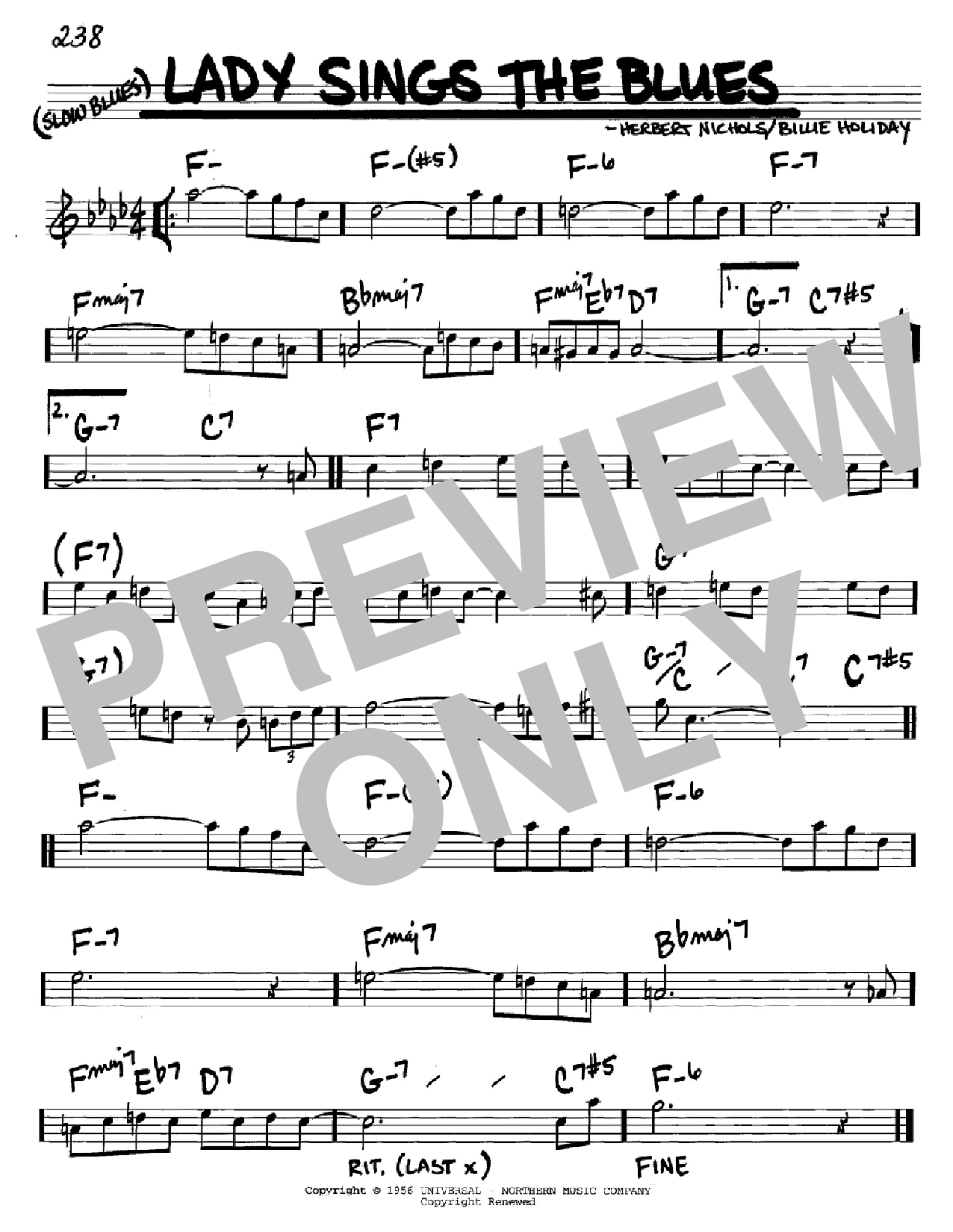 Billie Holiday Lady Sings The Blues sheet music notes and chords. Download Printable PDF.