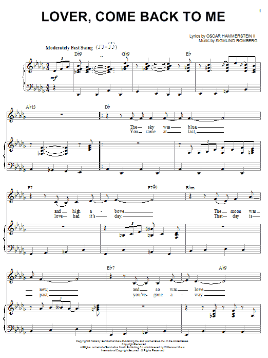 Learn to play Billie Holiday Lover, Come Back To Me sheet music for Piano & Vocal in minutes. Price: 7.8900$ Billie Holiday Lover, Come Back To Me sheet music notes and chords arranged for Piano & Vocal