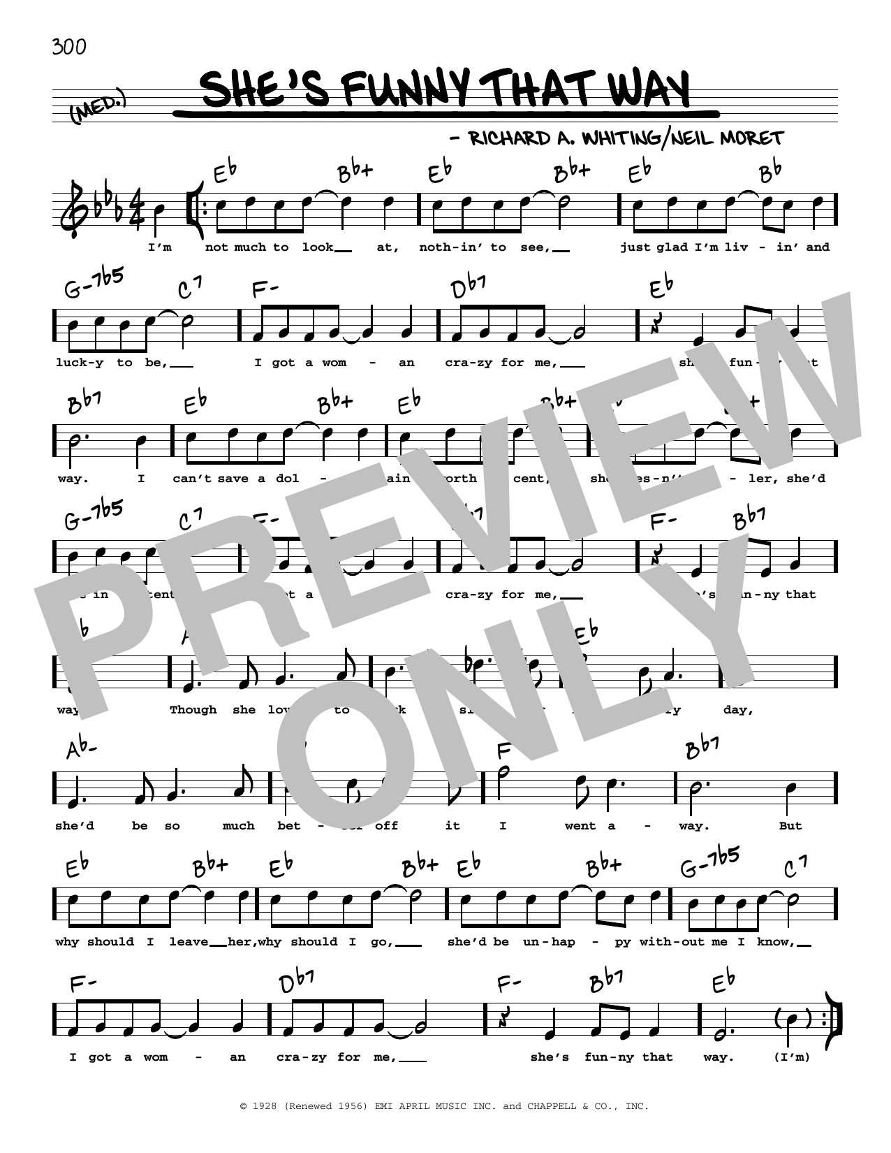 Billie Holiday She's Funny That Way (arr. Robert Rawlins) sheet music notes and chords arranged for Real Book – Melody, Lyrics & Chords