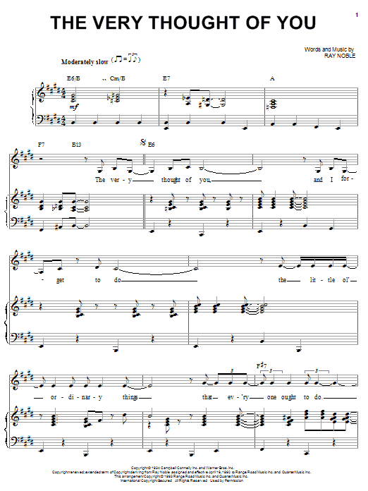 Billie Holiday The Very Thought Of You sheet music notes and chords. Download Printable PDF.