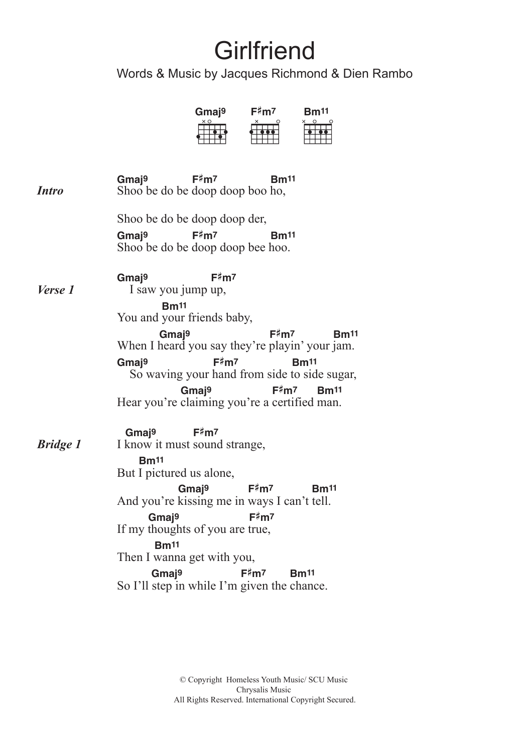 Billie Piper Girlfriend sheet music notes and chords. Download Printable PDF.