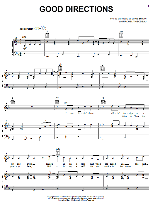 Billy Currington Good Directions sheet music notes and chords. Download Printable PDF.