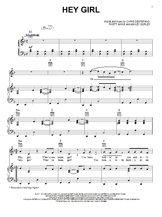 Learn to play Billy Currington Hey Girl sheet music for Piano, Vocal & Guitar Chords (Right-Hand Melody) in minutes. Price: 7.8900$ Billy Currington Hey Girl sheet music notes and chords arranged for Piano, Vocal & Guitar Chords (Right-Hand Melody)