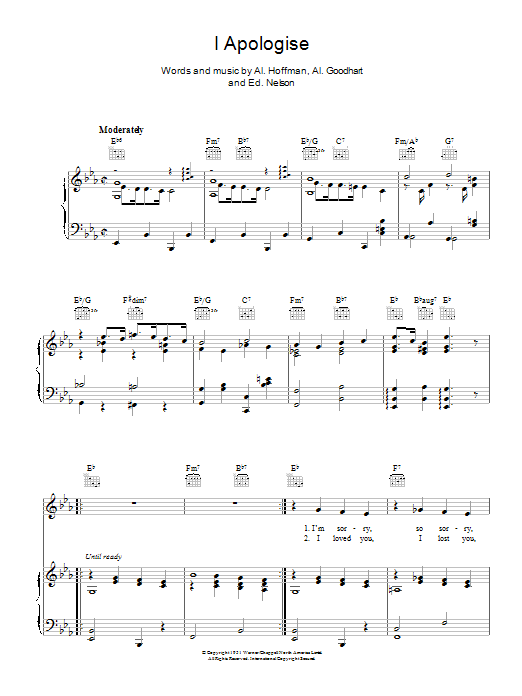 Learn to play Billy Eckstine I Apologise sheet music for Piano, Vocal & Guitar Chords in minutes. Price: 7.8900$ Billy Eckstine I Apologise sheet music notes and chords arranged for Piano, Vocal & Guitar Chords