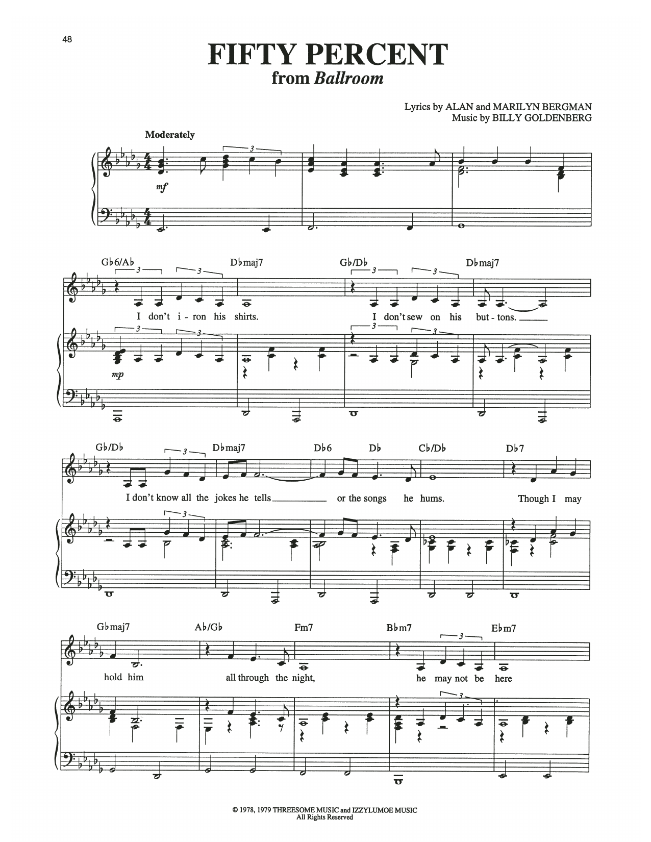 Billy Goldenberg Fifty Percent (from Ballroom) sheet music notes and chords. Download Printable PDF.