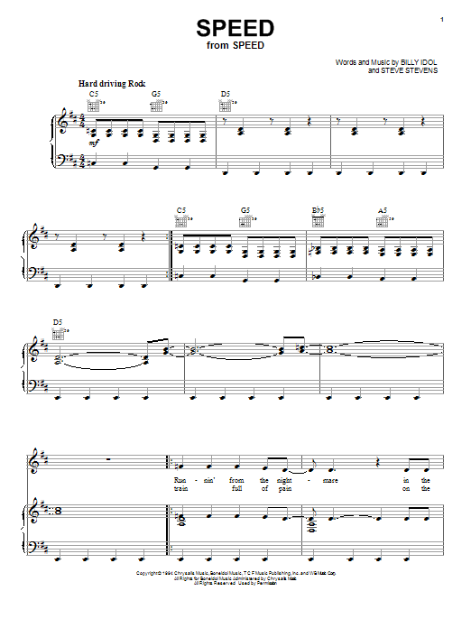 Learn to play Billy Idol Speed sheet music for Piano, Vocal & Guitar Chords (Right-Hand Melody) in minutes. Price: 7.8900$ Billy Idol Speed sheet music notes and chords arranged for Piano, Vocal & Guitar Chords (Right-Hand Melody)