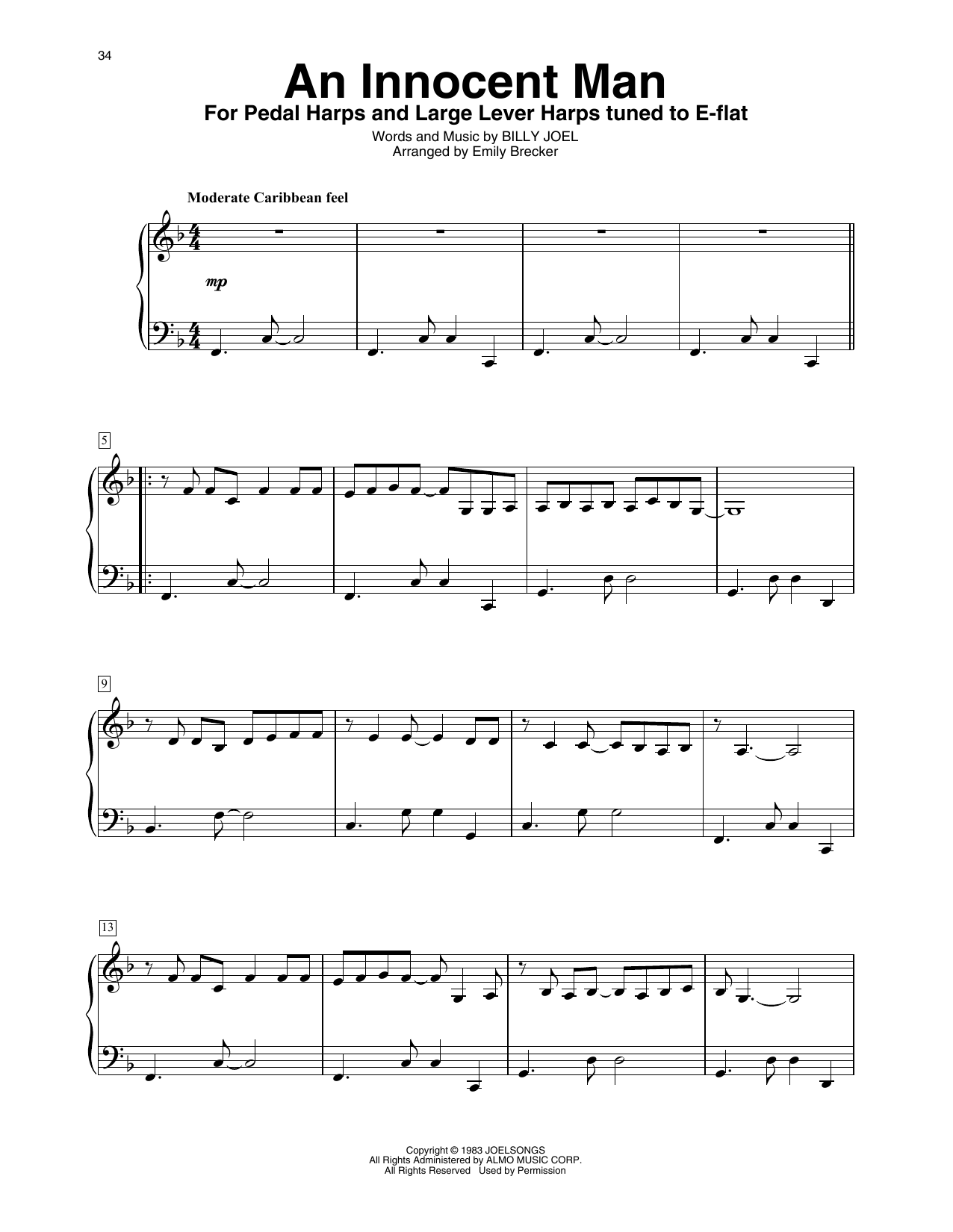 Billy Joel An Innocent Man (arr. Emily Brecker) sheet music notes and chords. Download Printable PDF.