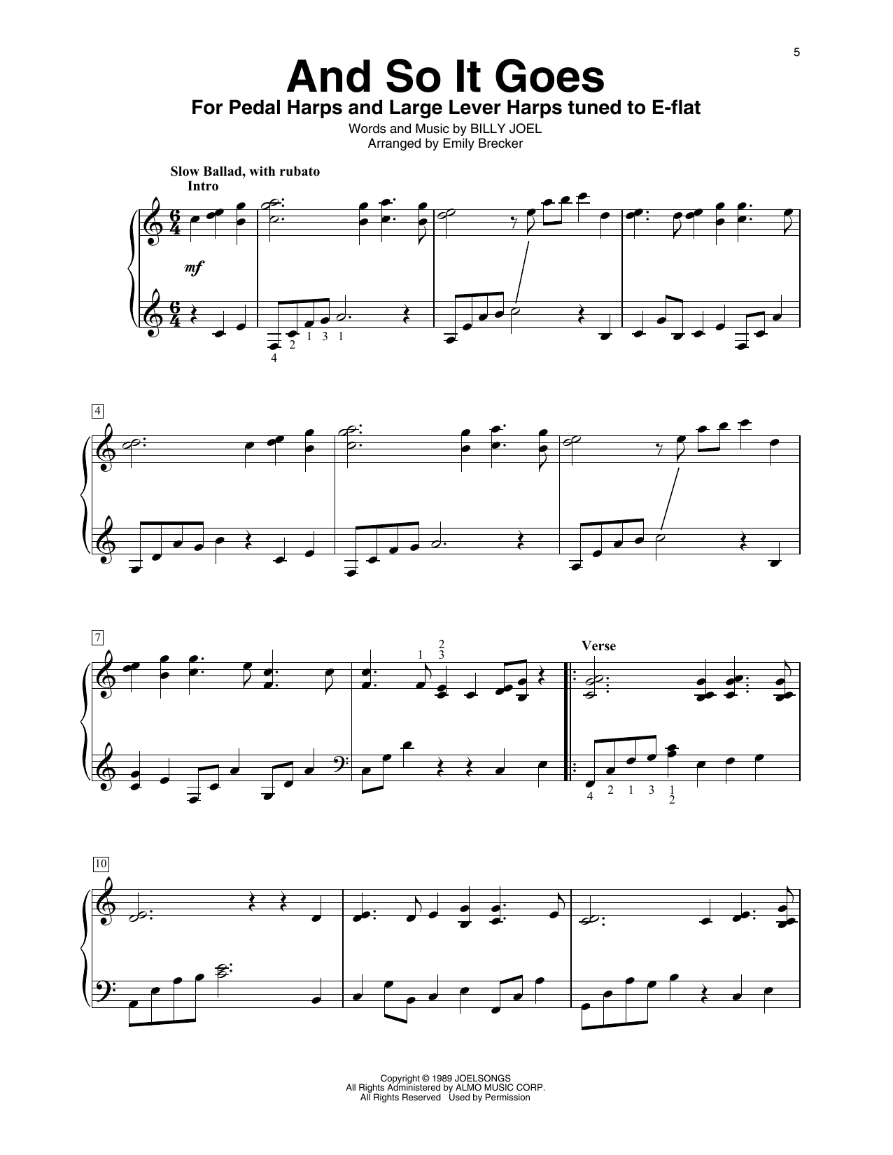 Billy Joel And So It Goes (arr. Emily Brecker) sheet music notes and chords. Download Printable PDF.