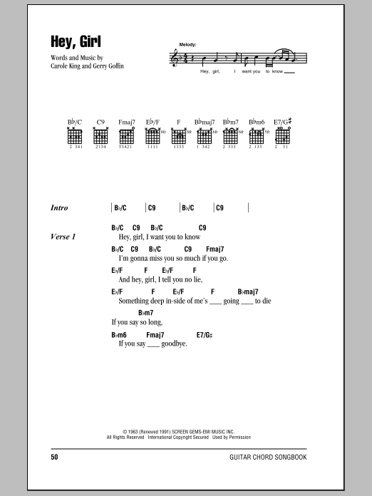 Billy Joel Hey, Girl sheet music notes and chords. Download Printable PDF.