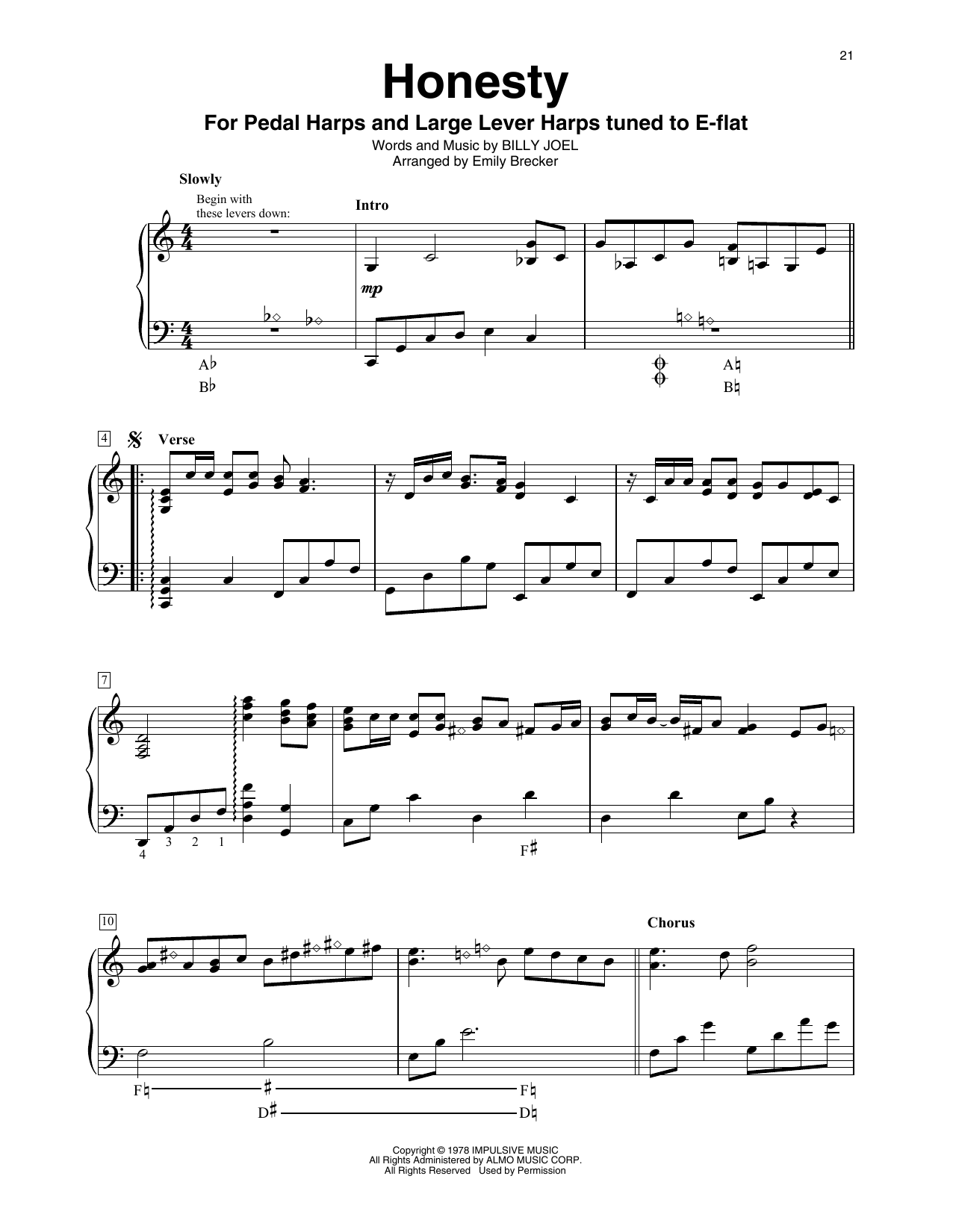 Billy Joel Honesty (arr. Emily Brecker) sheet music notes and chords. Download Printable PDF.