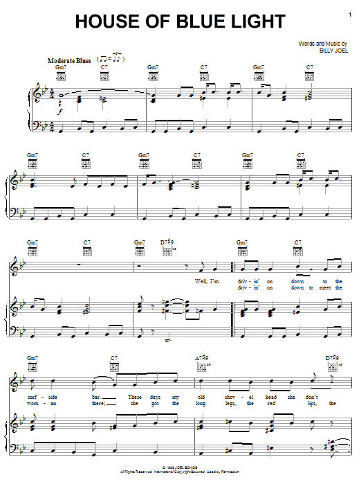 Learn to play Billy Joel House Of Blue Light sheet music for Piano, Vocal & Guitar Chords (Right-Hand Melody) in minutes. Price: 7.8900$ Billy Joel House Of Blue Light sheet music notes and chords arranged for Piano, Vocal & Guitar Chords (Right-Hand Melody)