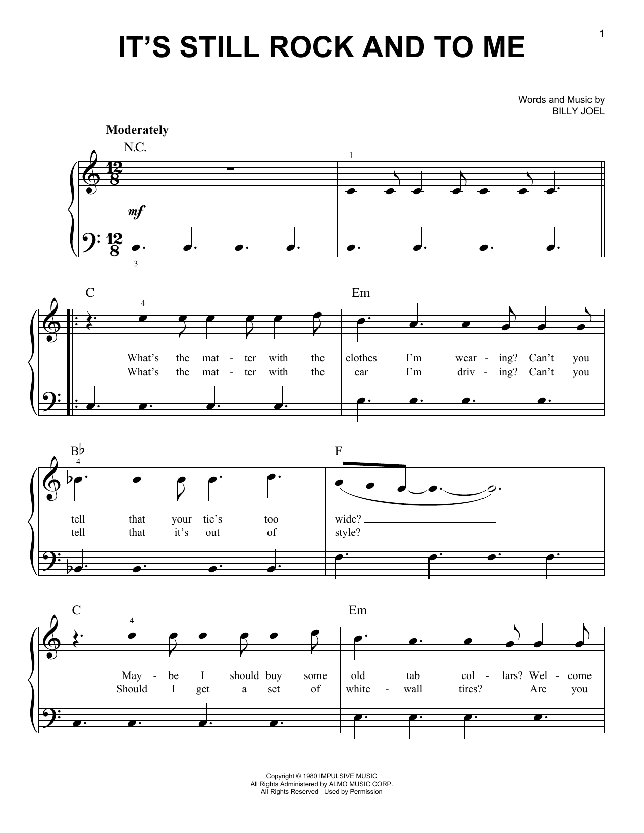 Billy Joel It's Still Rock And Roll To Me sheet music notes and chords. Download Printable PDF.