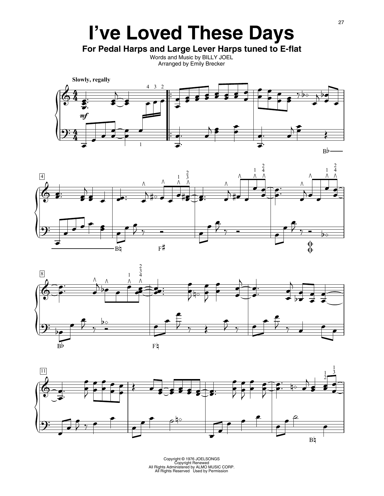 Billy Joel I've Loved These Days (arr. Emily Brecker) sheet music notes and chords. Download Printable PDF.