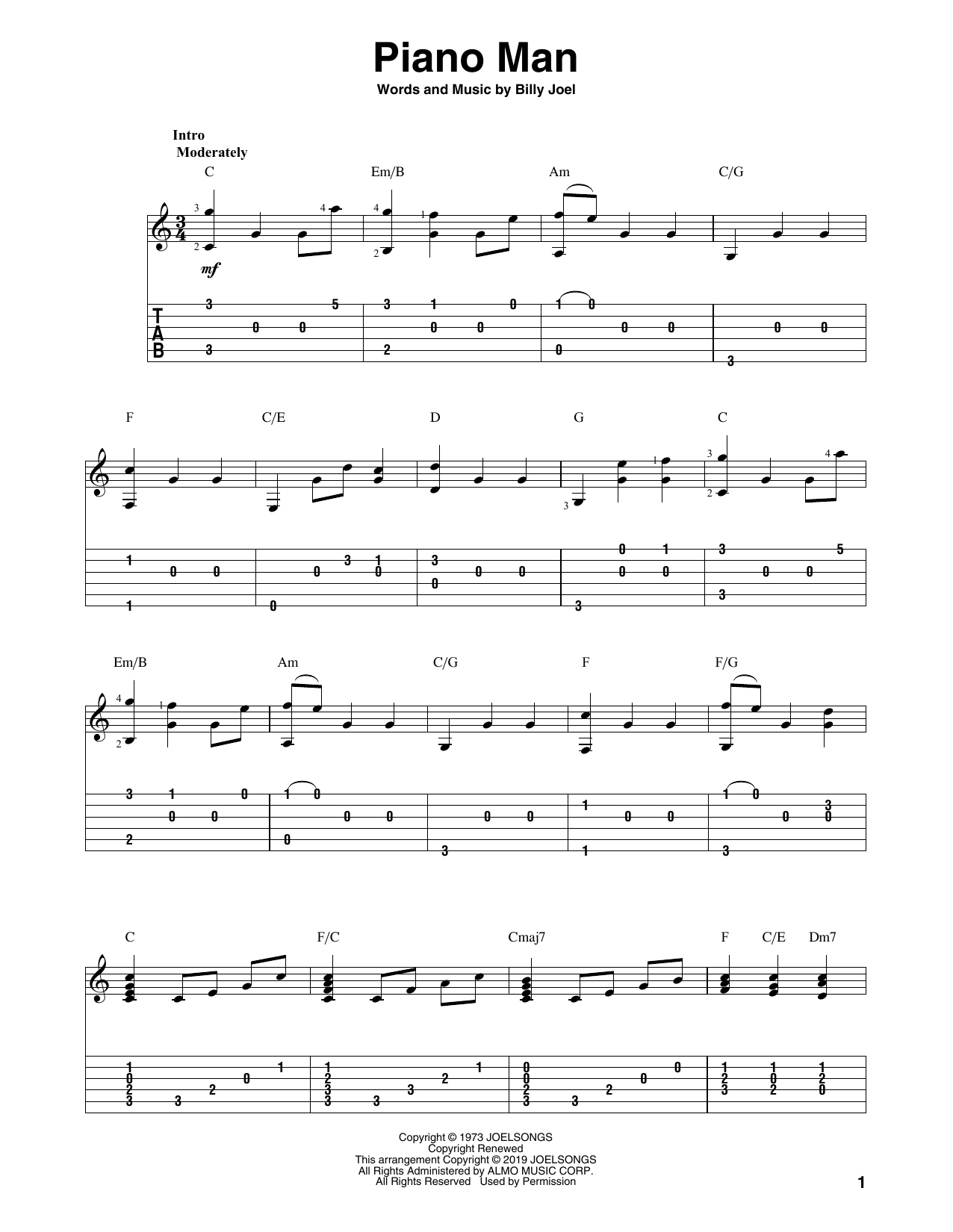 Billy Joel Piano Man (arr. Bill LaFleur) sheet music notes and chords. Download Printable PDF.