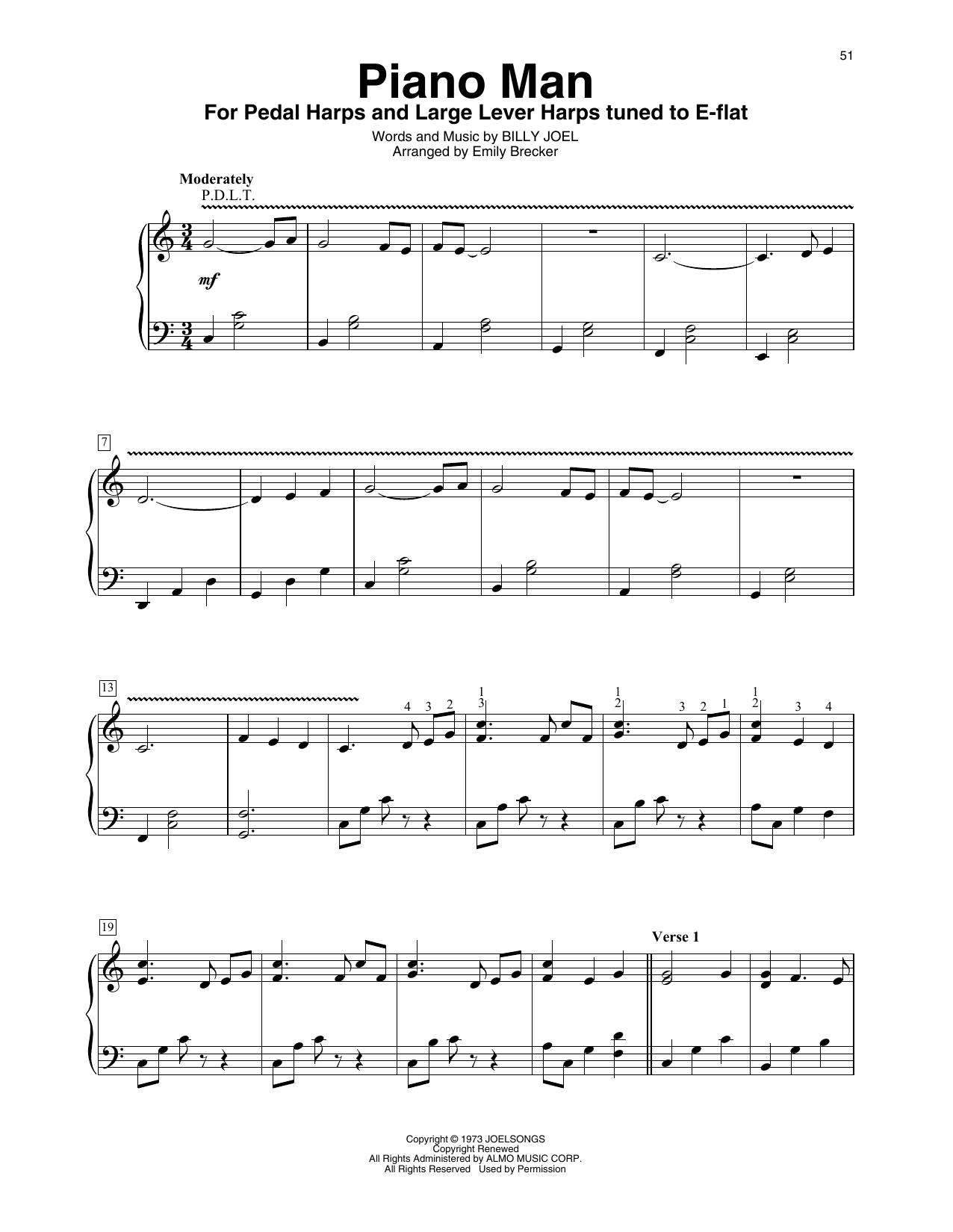 Billy Joel Piano Man (arr. Emily Brecker) sheet music notes and chords. Download Printable PDF.