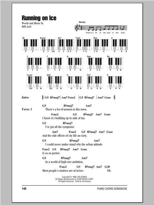 Billy Joel Running On Ice sheet music notes and chords. Download Printable PDF.