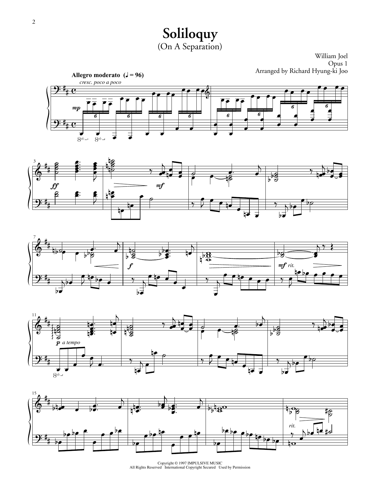 Learn to play Billy Joel Soliloquy (On A Separation) sheet music for Piano Solo in minutes. Price: 7.8900$ Billy Joel Soliloquy (On A Separation) sheet music notes and chords arranged for Piano Solo