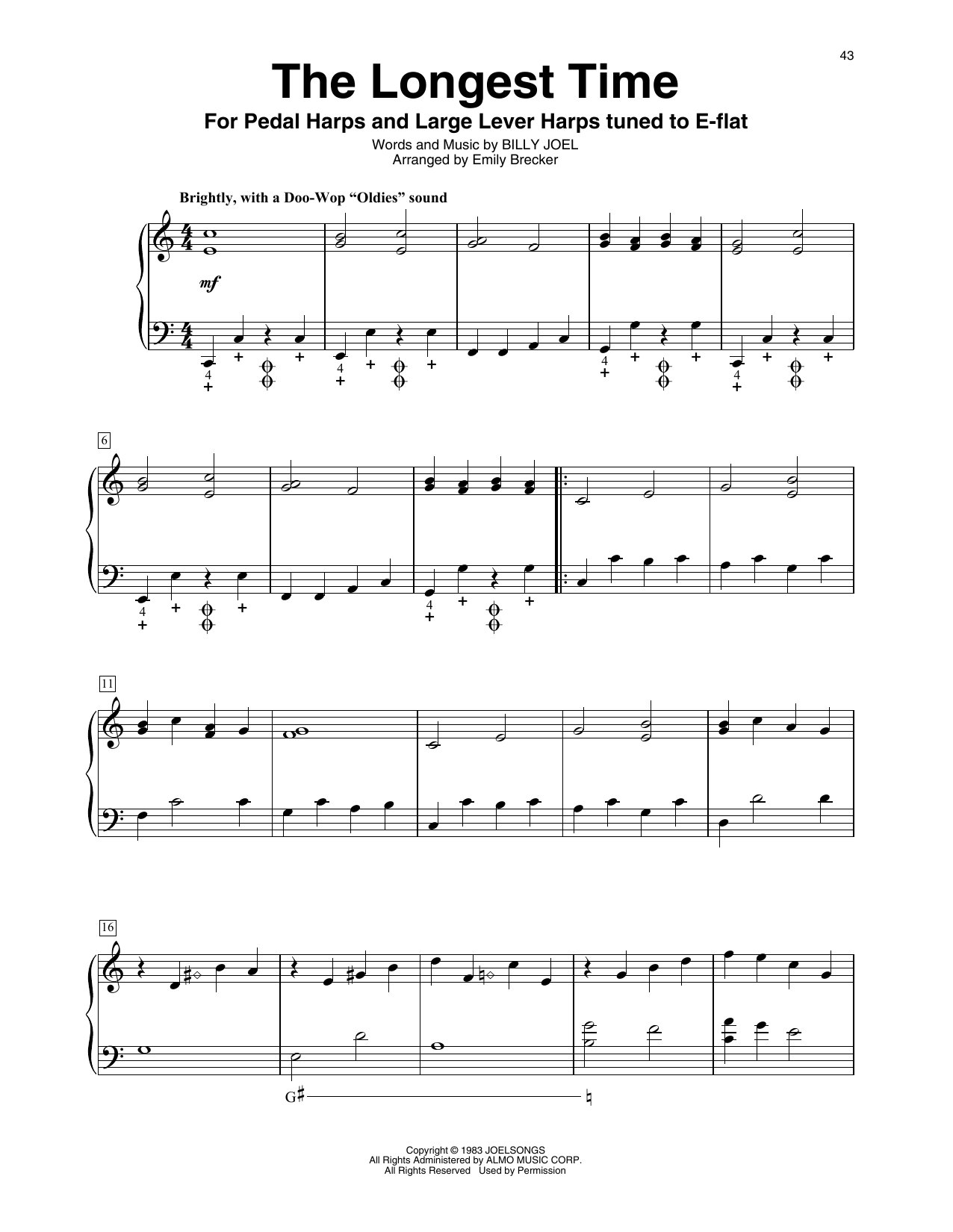 Billy Joel The Longest Time (arr. Emily Brecker) sheet music notes and chords. Download Printable PDF.