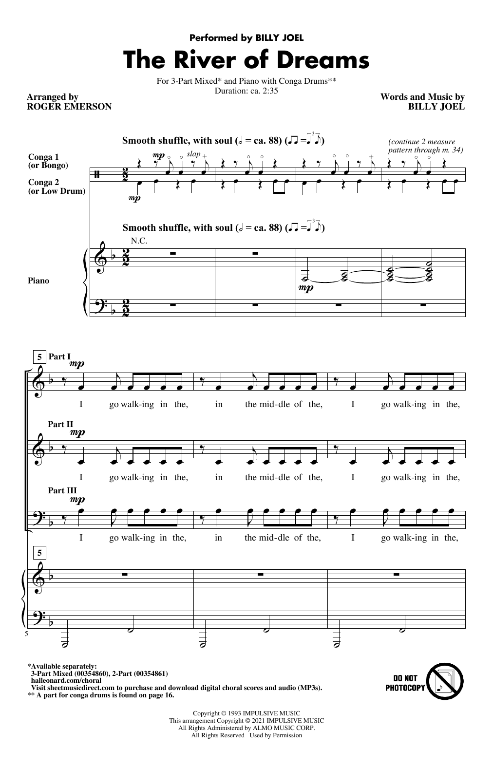 Billy Joel The River Of Dreams (arr. Roger Emerson) sheet music notes and chords. Download Printable PDF.