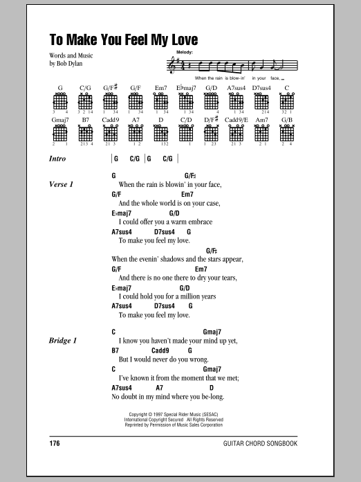 Billy Joel To Make You Feel My Love sheet music notes and chords. Download Printable PDF.