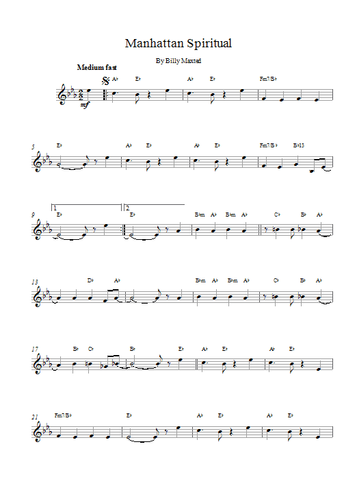 Billy Maxted Manhattan Spiritual sheet music notes and chords. Download Printable PDF.