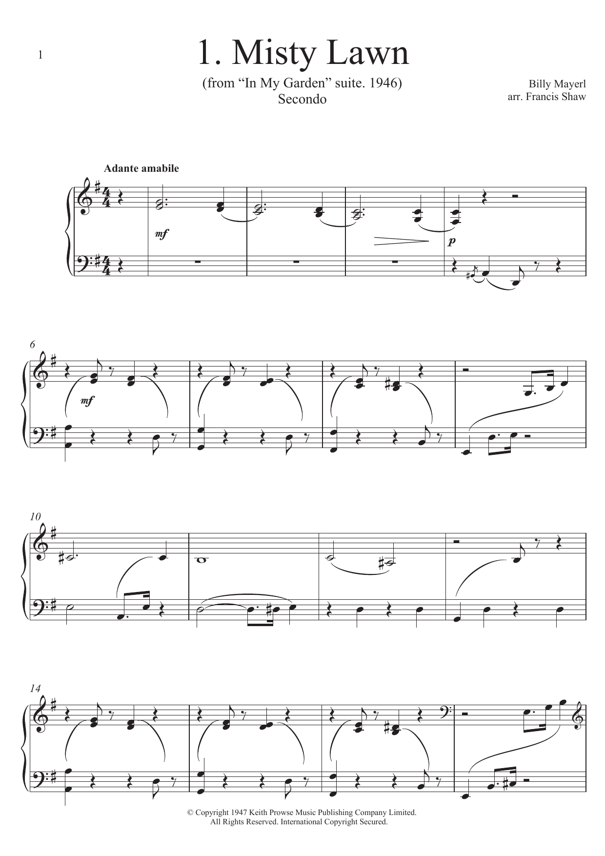 Learn to play Billy Mayerl In My Garden sheet music for Piano Duet in minutes. Price: 7.8900$ Billy Mayerl In My Garden sheet music notes and chords arranged for Piano Duet