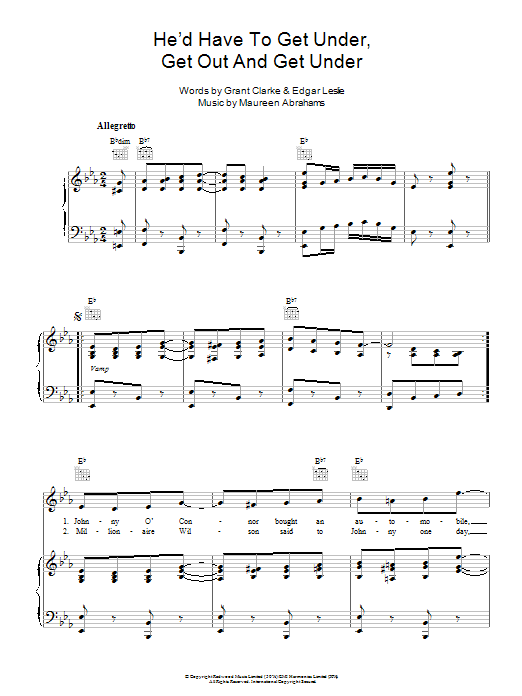 Billy Murray He'd Have To Get Under, Get Out And Get Under sheet music notes and chords arranged for Piano, Vocal & Guitar Chords