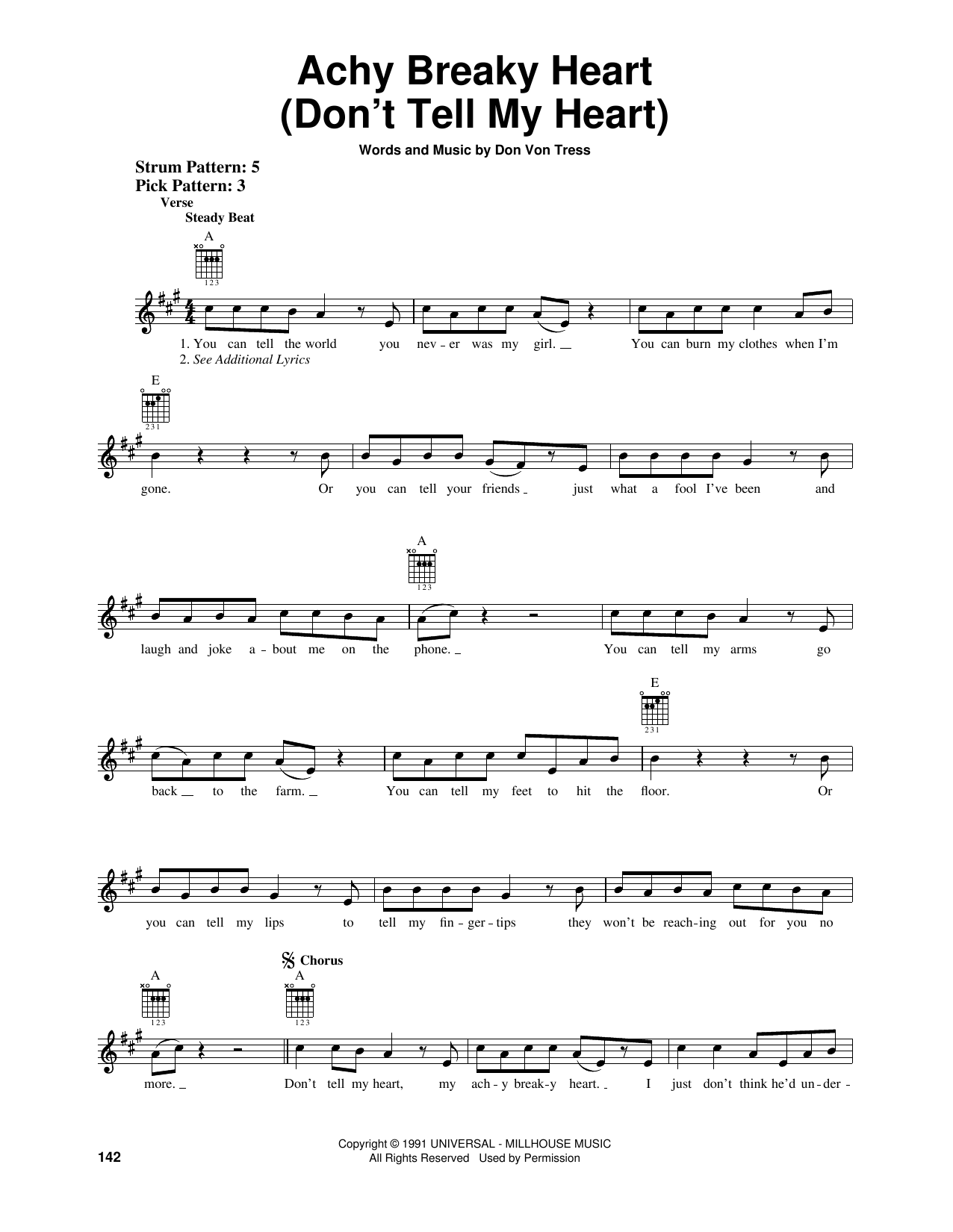 Billy Ray Cyrus Achy Breaky Heart (Don't Tell My Heart) sheet music notes and chords arranged for Real Book – Melody, Lyrics & Chords