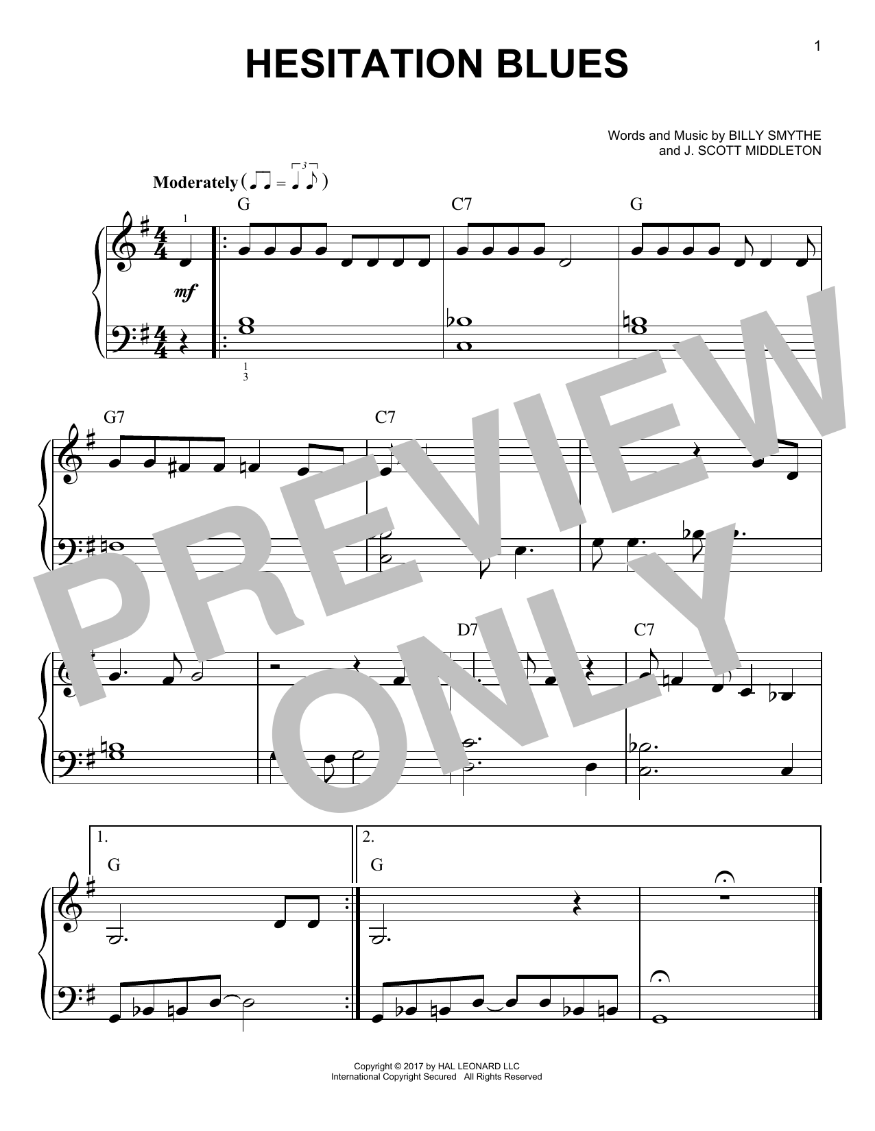 Billy Smythe Hesitation Blues sheet music notes and chords. Download Printable PDF.