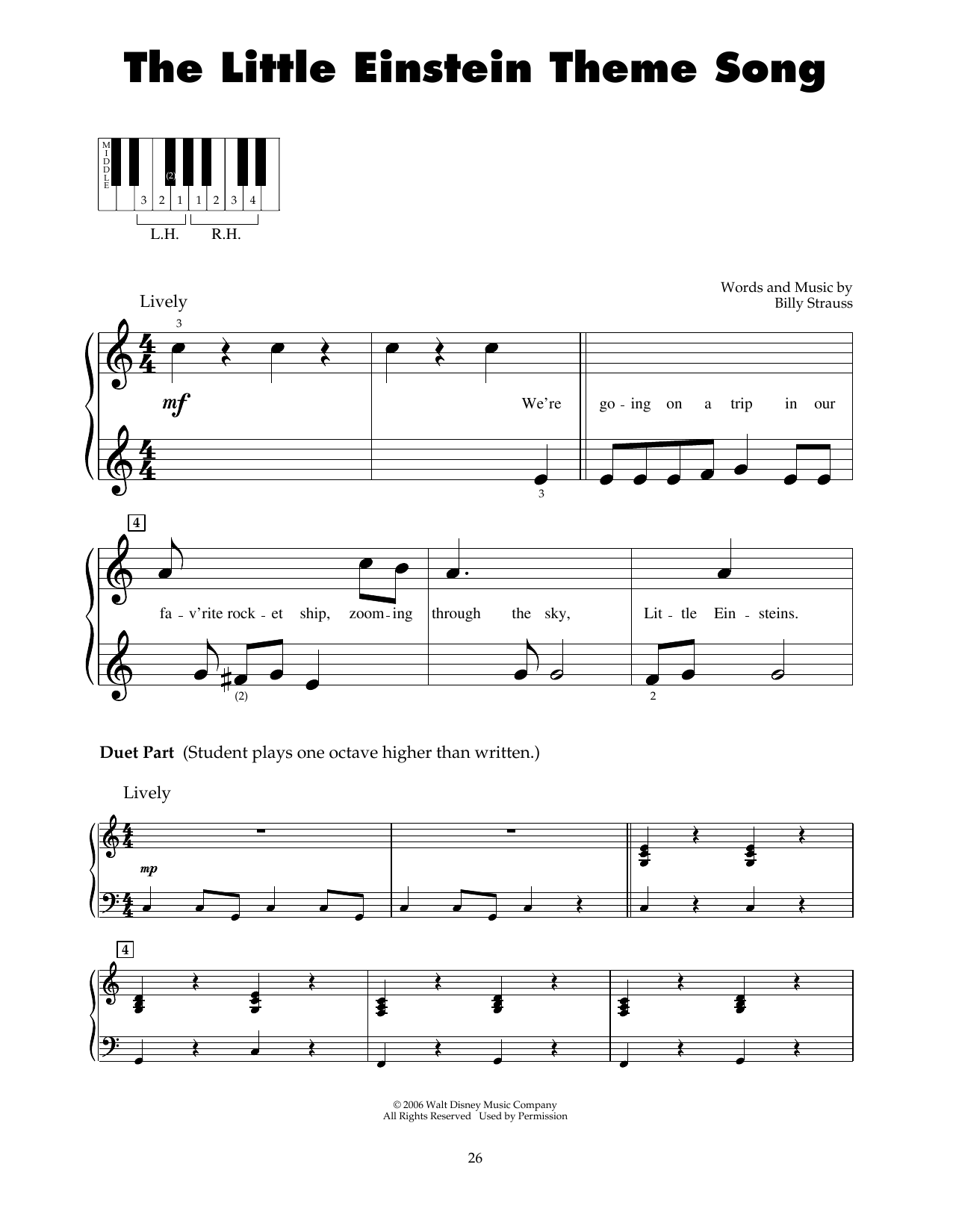 Billy Strauss The Little Einstein Theme Song sheet music notes and chords. Download Printable PDF.