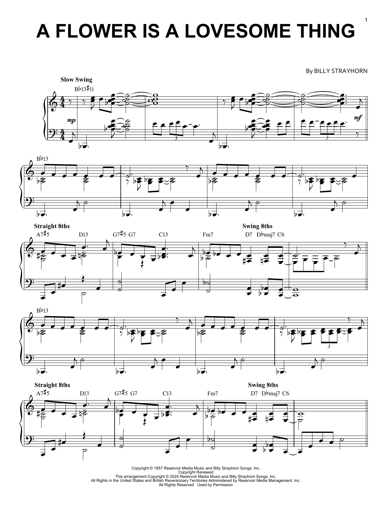 Billy Strayhorn A Flower Is A Lovesome Thing (arr. Brent Edstrom) sheet music notes and chords. Download Printable PDF.