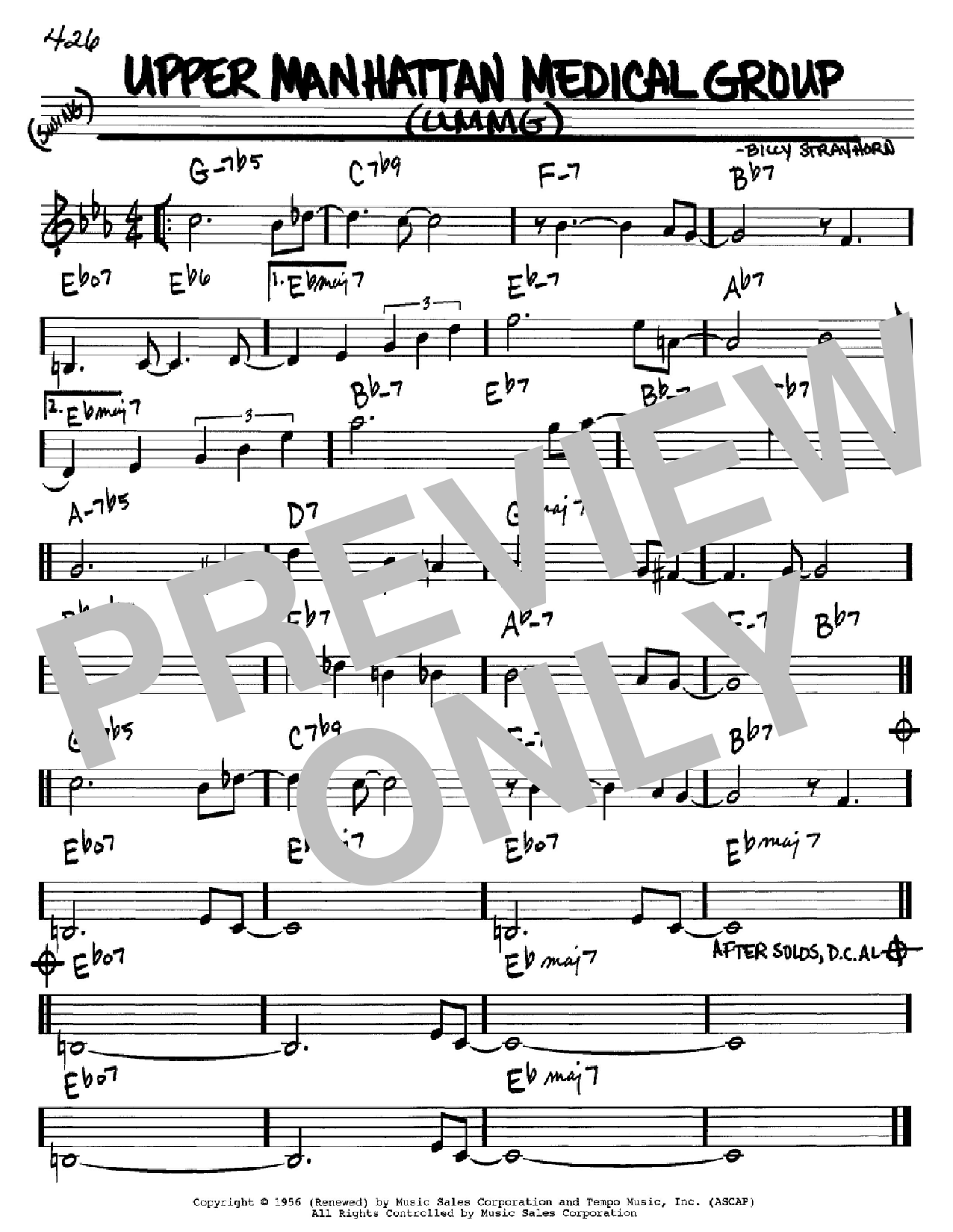 Billy Strayhorn Upper Manhattan Medical Group (UMMG) sheet music notes and chords. Download Printable PDF.