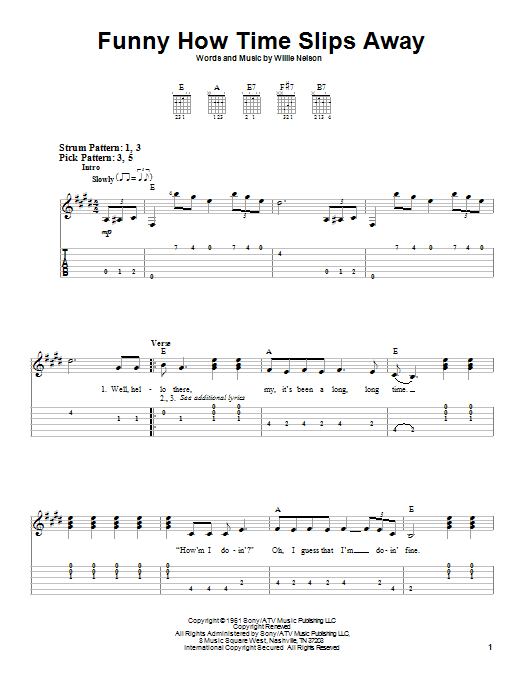 Billy Walker Funny How Time Slips Away sheet music notes and chords. Download Printable PDF.