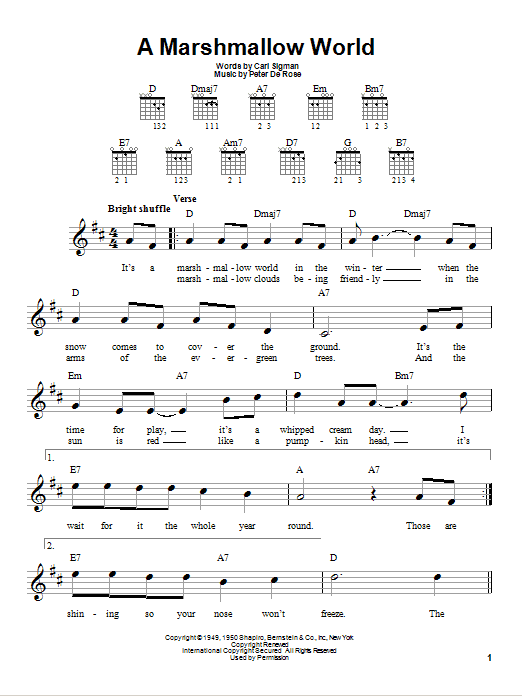 Bing Crosby A Marshmallow World sheet music notes and chords. Download Printable PDF.