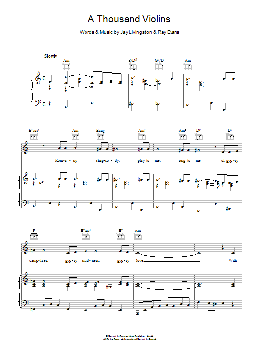 Learn to play Bing Crosby A Thousand Violins sheet music for Piano, Vocal & Guitar Chords in minutes. Price: 7.8900$ Bing Crosby A Thousand Violins sheet music notes and chords arranged for Piano, Vocal & Guitar Chords