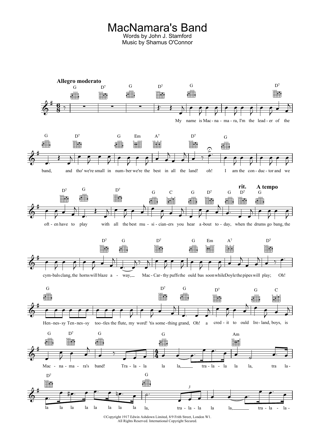 Learn to play Bing Crosby MacNamara's Band sheet music for Lead Sheet / Fake Book in minutes. Price: 5.9900$ Bing Crosby MacNamara's Band sheet music notes and chords arranged for Lead Sheet / Fake Book