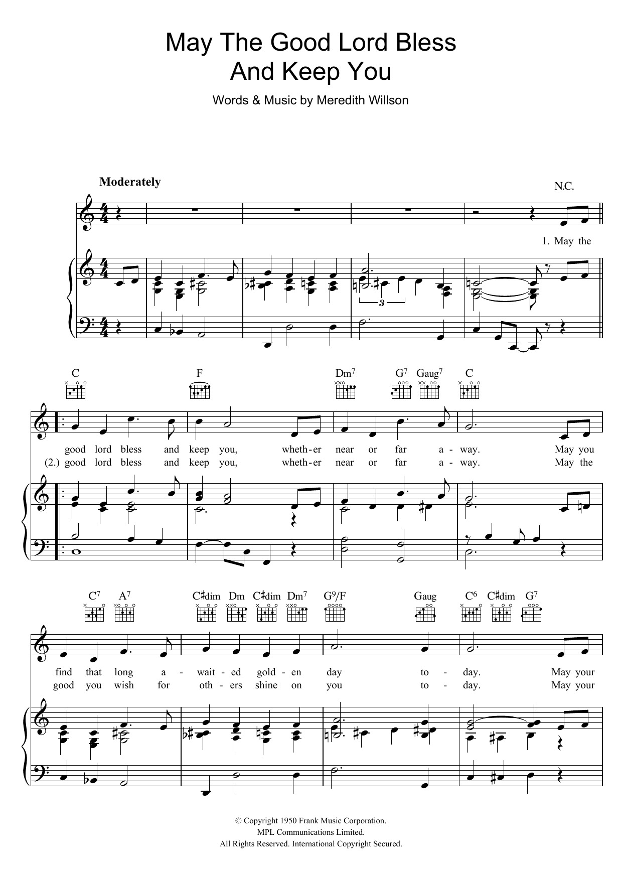 Bing Crosby May The Good Lord Bless and Keep You sheet music notes and chords. Download Printable PDF.