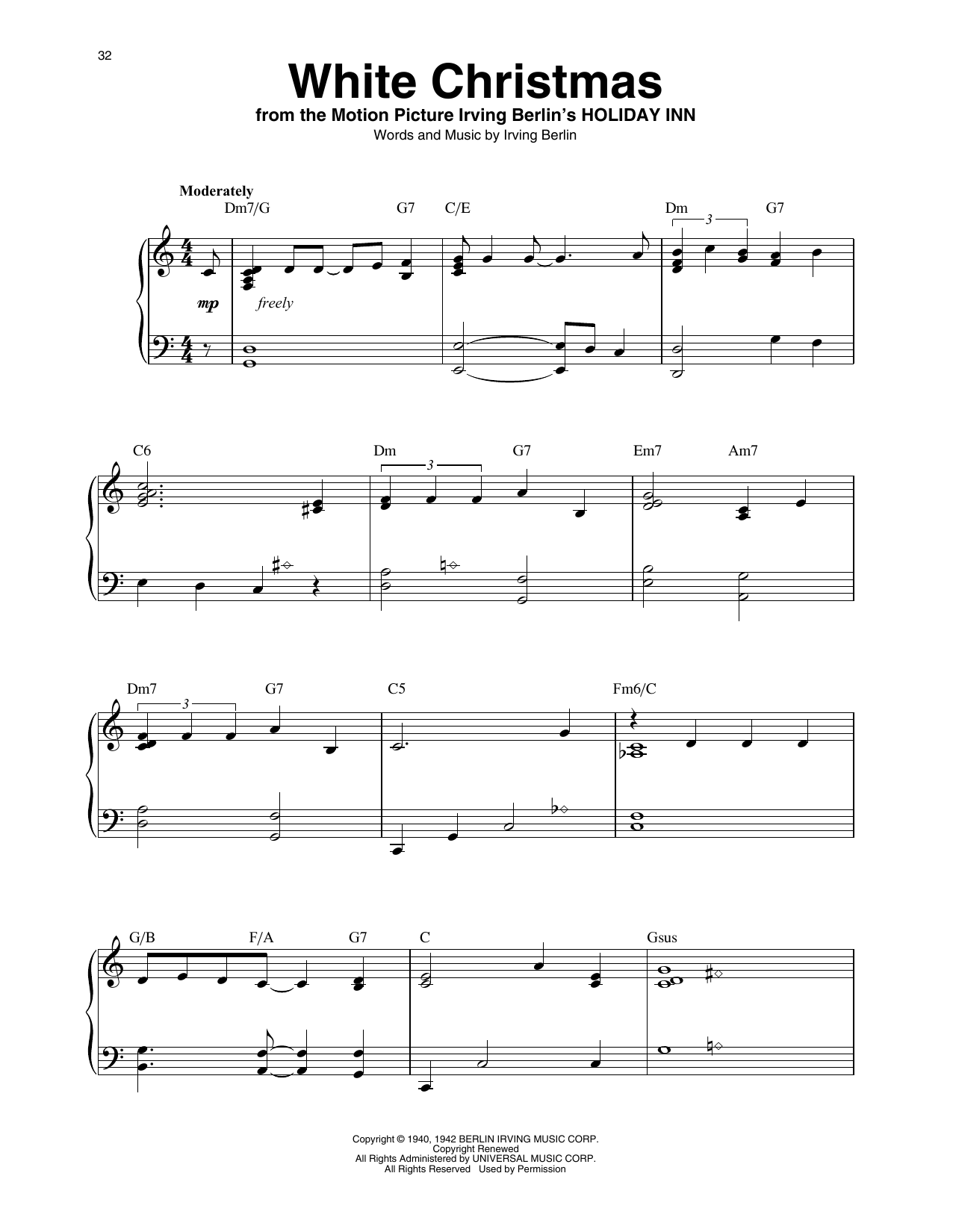 Bing Crosby White Christmas (arr. Maeve Gilchrist) sheet music notes and chords. Download Printable PDF.