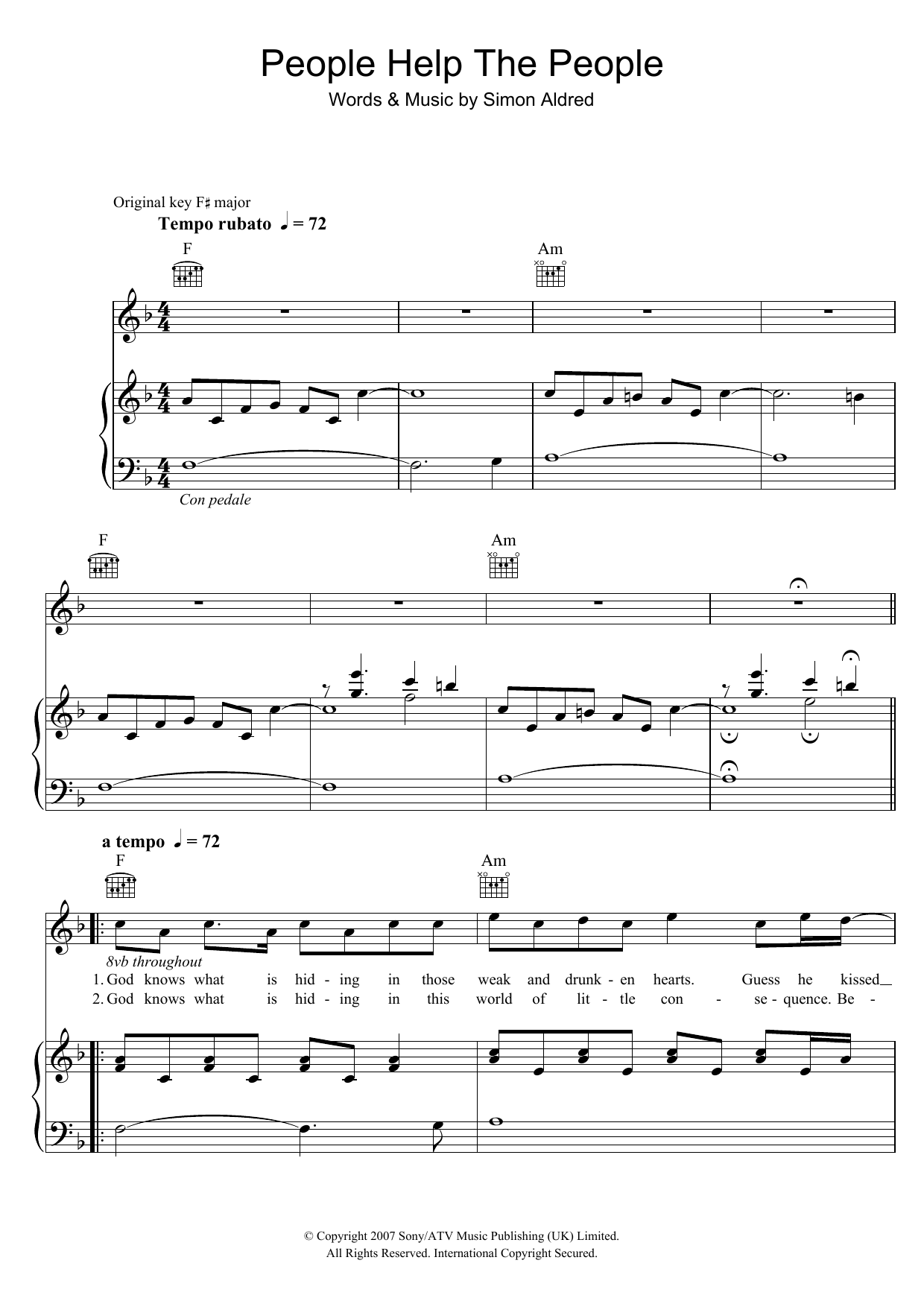 Birdy People Help The People sheet music notes and chords. Download Printable PDF.