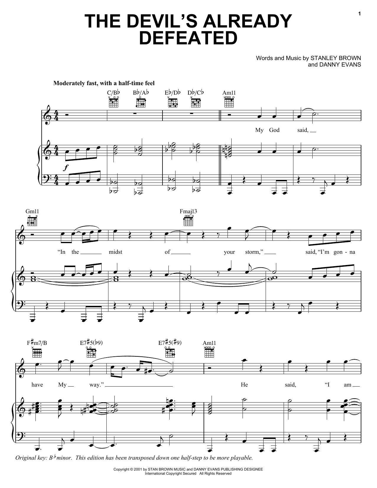 Learn to play Bishop T.D. Jakes & The Potter's House Mass Choir The Devil's Already Defeated sheet music for Piano, Vocal & Guitar Chords (Right-Hand Melody) in minutes. Price: 7.8900$ Bishop T.D. Jakes & The Potter's House Mass Choir The Devil's Already Defeated sheet music notes and chords arranged for Piano, Vocal & Guitar Chords (Right-Hand Melody)